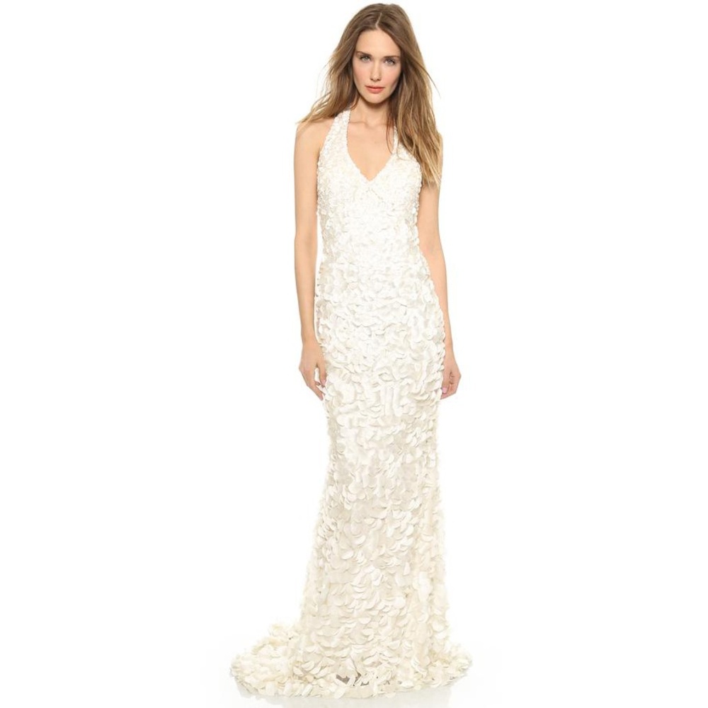 Theia Christie Halter Petal Gown